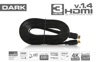 Dark v1.4 Slim HDMI 3m, 4K / 3D ve Ağ Destekli Altın Uçlu Kablo